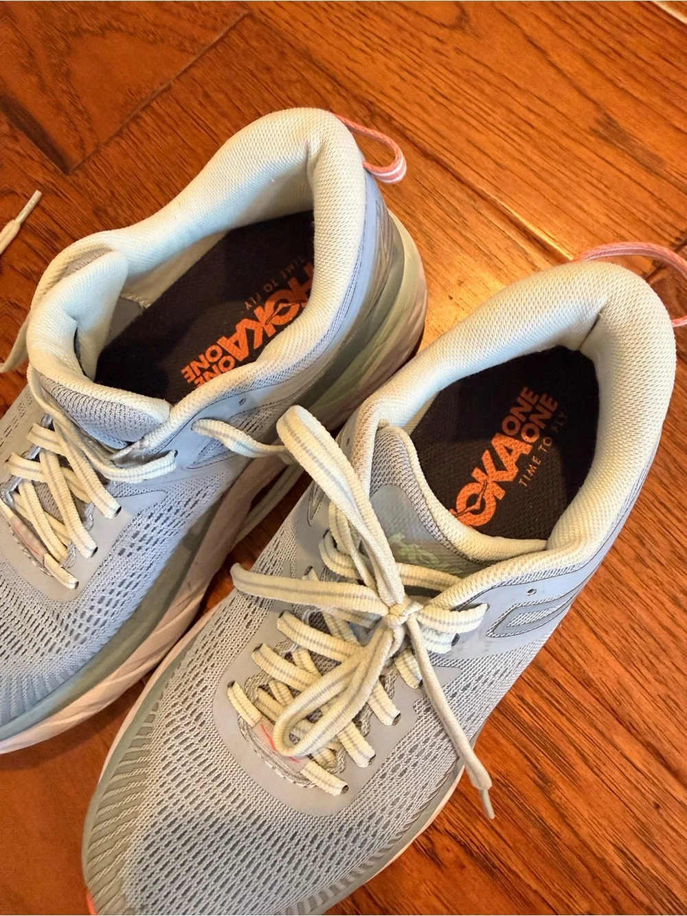 Hoka One One Bondi 7 Blue and Coral Running Shoes - Picture 11 of 13